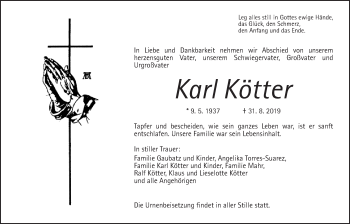 Traueranzeige von Karl Kötter von Wetterauer Zeitung