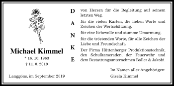 Traueranzeige von Michael Kimmel von Giessener Allgemeine, Alsfelder Allgemeine