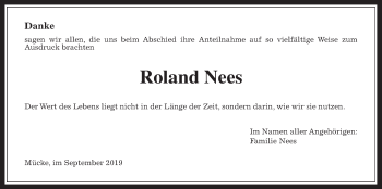 Traueranzeige von Roland Nees von Mücker Stimme