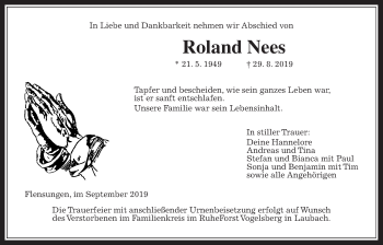 Traueranzeige von Roland Nees von Alsfelder Allgemeine, Mücker Stimme
