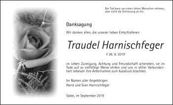 Traueranzeige von Traudel Harnischfeger von Wetterauer Zeitung