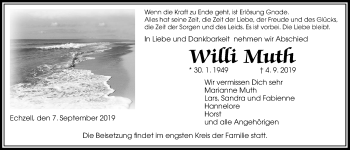 Traueranzeige von Willi Muth von Wetterauer Zeitung