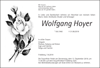 Traueranzeige von Wolfgang Hoyer von Wetterauer Zeitung