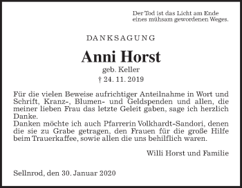 Traueranzeige von Anni Horst von Mücker Stimme