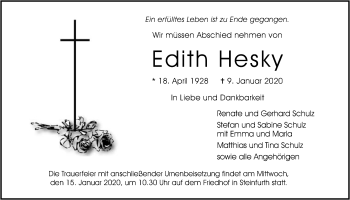 Traueranzeige von Edith Hesky von Wetterauer Zeitung