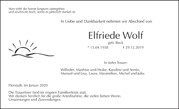Traueranzeige von Elfriede Wolf von Wetterauer Zeitung