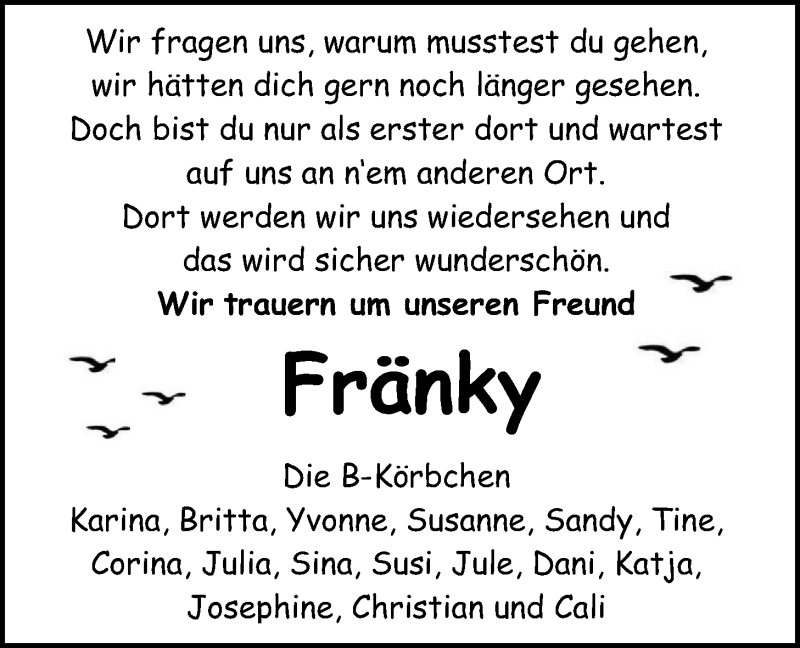  Traueranzeige für Frank Schidlowski vom 03.01.2020 aus Pohlheimer Nachrichten