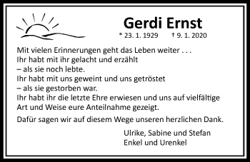 Traueranzeige von Gerdi Ernst von Licher Wochenblatt