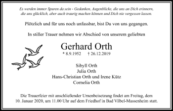 Traueranzeige von Gerhard Orth von Bad Vilbel/Karben