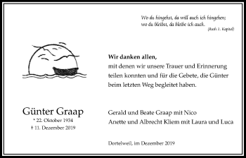 Traueranzeige von Günter Graap von Bad Vilbel/Karben