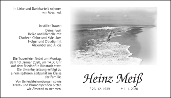 Traueranzeige von Heinz Meiß von Wetterauer Zeitung