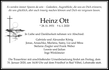 Traueranzeige von Heinz Ott von Bad Vilbel/Karben