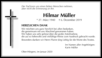 Traueranzeige von Hilmar Müller von Licher Wochenblatt