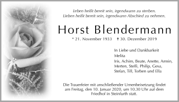 Traueranzeige von Horst Blendermann von Wetterauer Zeitung