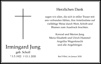 Traueranzeige von Irmingard Jung von Bad Vilbel/Karben