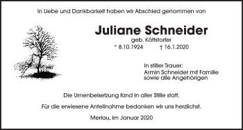 Traueranzeige von Juliane Schneider von Mücker Stimme