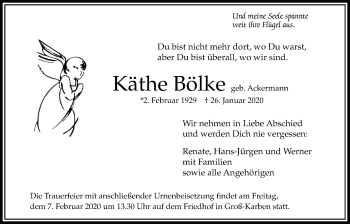 Traueranzeige von Käthe Bölke von Bad Vilbel/Karben