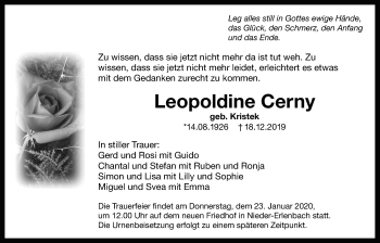 Traueranzeige von Leopoldine Cerny von Bad Vilbel/Karben