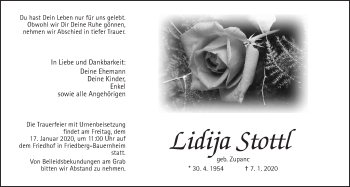 Traueranzeige von Lidija Stottl von Wetterauer Zeitung