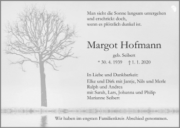Traueranzeige von Margot Hofmann von Giessener Allgemeine, Alsfelder Allgemeine