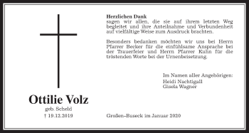 Traueranzeige von Ottilie Volz von Giessener Allgemeine, Alsfelder Allgemeine