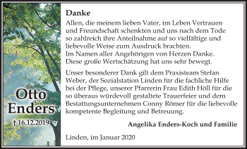 Traueranzeige von Otto Enders von Giessener Allgemeine, Alsfelder Allgemeine