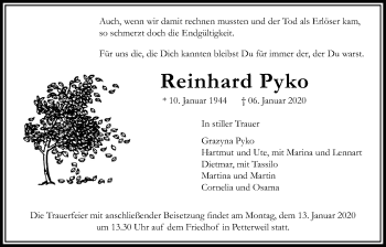 Traueranzeige von Reinhard Pyko von Bad Vilbel/Karben