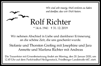 Traueranzeige von Rolf Richter von Bad Vilbel/Karben