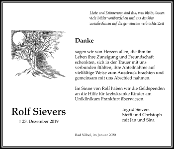 Traueranzeige von Rolf Sievers von Bad Vilbel/Karben
