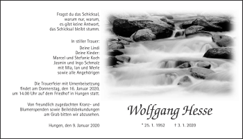 Traueranzeige von Wolfgang Hesse von Licher Wochenblatt