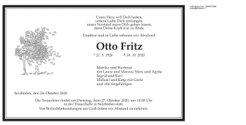 Traueranzeige von Otto Fritz 