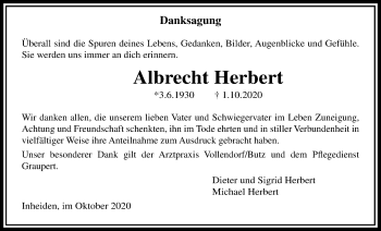 Traueranzeige von Albrecht Herbert von Licher Wochenblatt