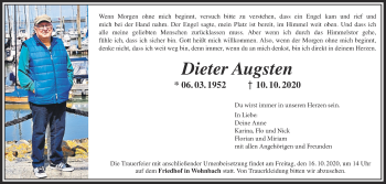 Traueranzeige von Dieter Augsten von Wetterauer Zeitung