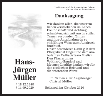 Traueranzeige von Hans-Jürgen Müller von Giessener Allgemeine, Alsfelder Allgemeine