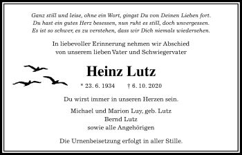 Traueranzeige von Heinz Lutz von Bad Vilbel/Karben