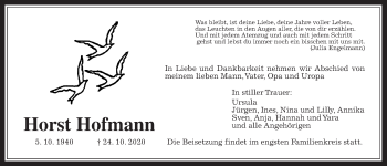 Traueranzeige von Horst Hofmann von Wetterauer Zeitung