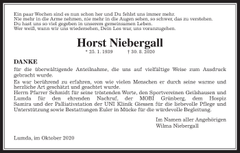 Traueranzeige von Horst Niebergall von Giessener Allgemeine, Alsfelder Allgemeine