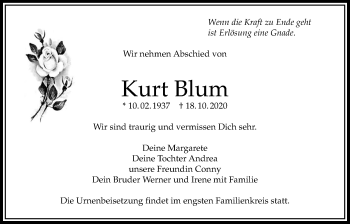Traueranzeige von Kurt Blum von Bad Vilbel/Karben
