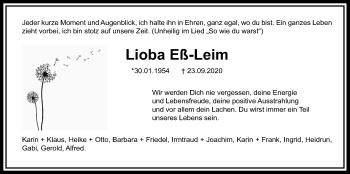 Traueranzeige von Lioba Eß-Leim von Wetterauer Zeitung