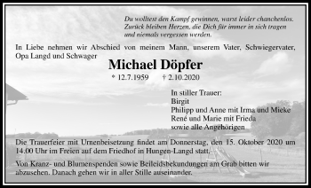 Traueranzeige von Michael Döpfer von Licher Wochenblatt