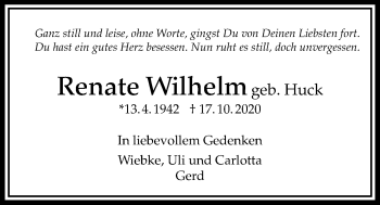 Traueranzeige von Renate Wilhelm von Bad Vilbel/Karben