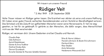 Traueranzeige von Rüdiger Veit von Giessener Allgemeine, Alsfelder Allgemeine