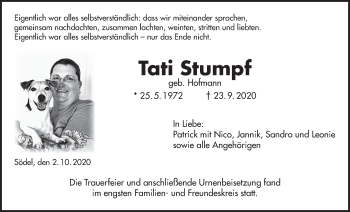 Traueranzeige von Tati Stumpf von Wetterauer Zeitung