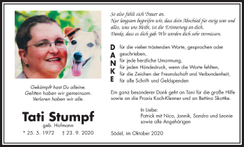 Traueranzeige von Tati Stumpf von Wetterauer Zeitung