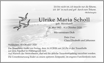 Traueranzeige von Ulrike Maria Scholl von Wetterauer Zeitung