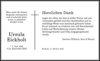 Traueranzeige von Ursula Eickholt von Wetterauer Zeitung