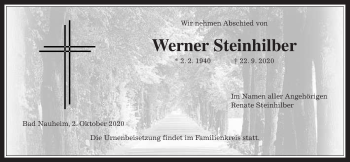 Traueranzeige von Werner Steinhilber von Wetterauer Zeitung