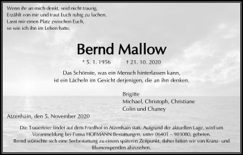 Traueranzeige von Bernd Mallow von Mücker Stimme