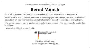 Traueranzeige von Bernd Münch von Wetterauer Zeitung