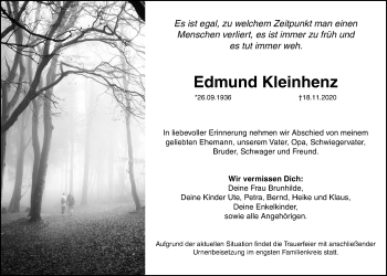 Traueranzeige von Edmund Kleinhenz von Wetterauer Zeitung